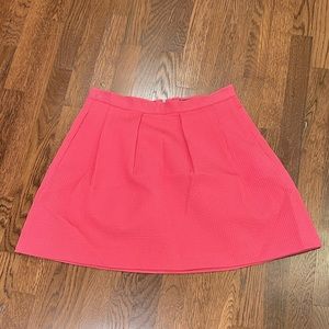 French connection high rise mini skirt pink textured fabric sz 6 fits like a 4